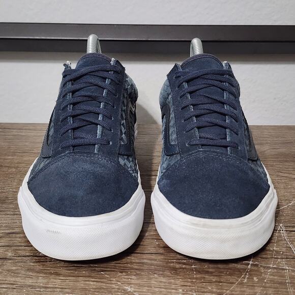 Vans Old Skool Emboss Mini Check Women's Athletic Skate Shoes Size 7.5 Blue - Picture 2 of 9